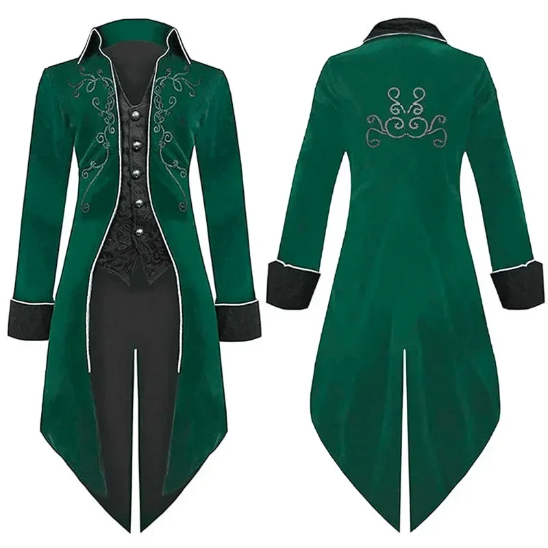 

Men Medical Cosplay Victorian Costume Tuxedo Gentlema Tailcoat Gothic Steampunk Trench Coat Woolen Tuxedo Men's Coat