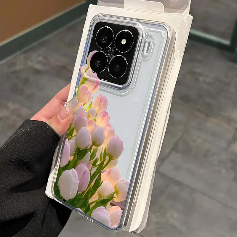 

Artistic tulip flowers Phone Case For Xiaomi 15 14 13 12 12S 12X 12T 11 11T Pro Lite TPU Transparent