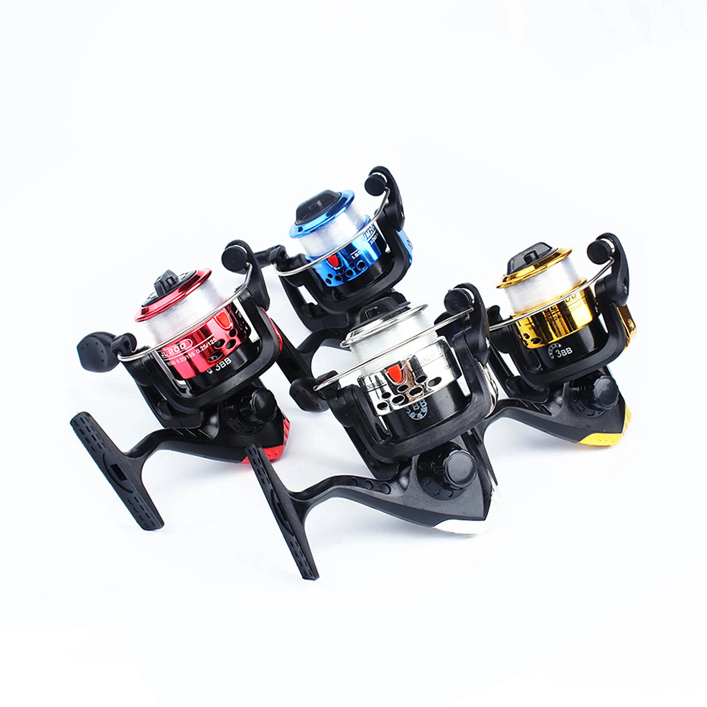 折りたたみ式ハンドル付き小型釣り竿,200タイプ,スピニングホイール,ロッカーアームベアリング