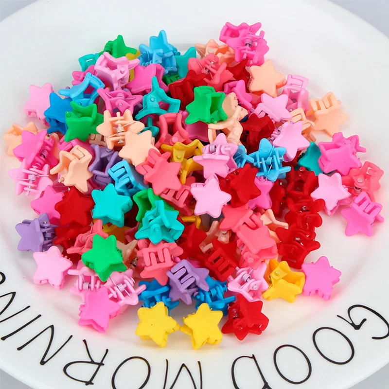 Children Hair Claws Candy Colored Pentagram 50pcs Mixed Colors With Bottles view 2