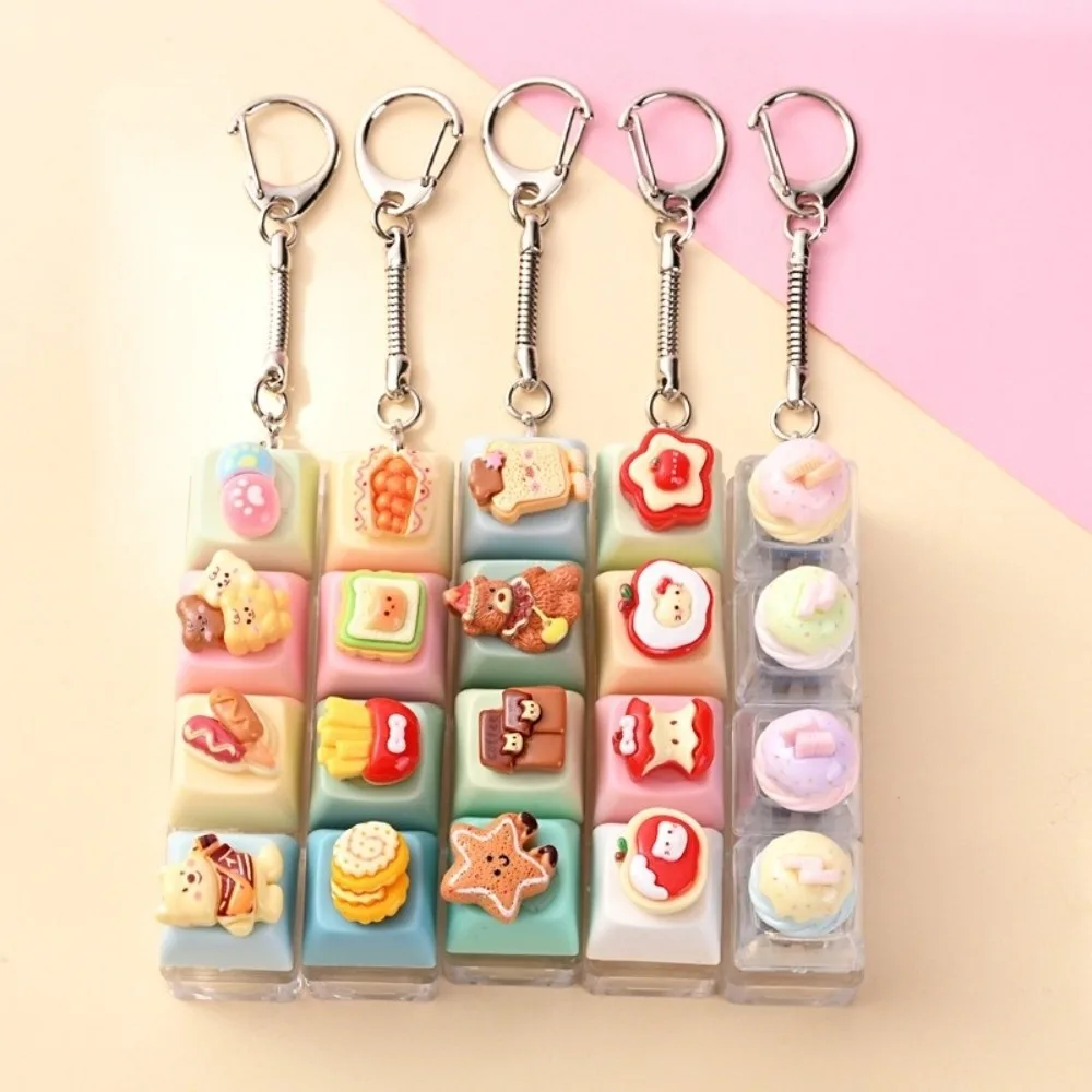 Mechanical Keycap Fidget Keychain Finger Button Clicker Button Keycap Keychain Pass The Time 4 Key Finger Press Keycap Keychain