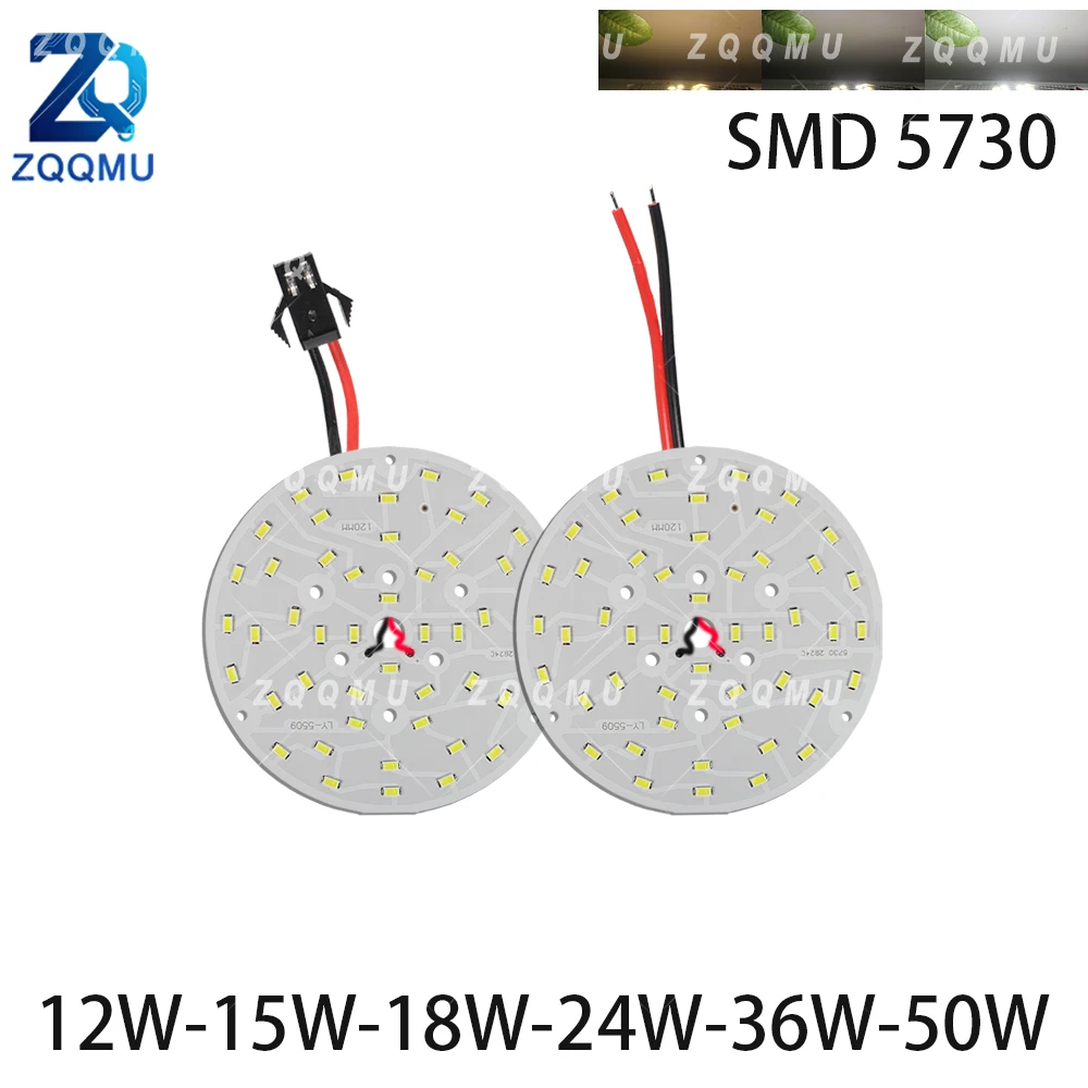 SMD 5730 LED Chip Round Panel Lamp 12W 15W 18W 24W 36W 50W PCB Board Module DIY Home Ceiling Garage Workshop High Brightness
