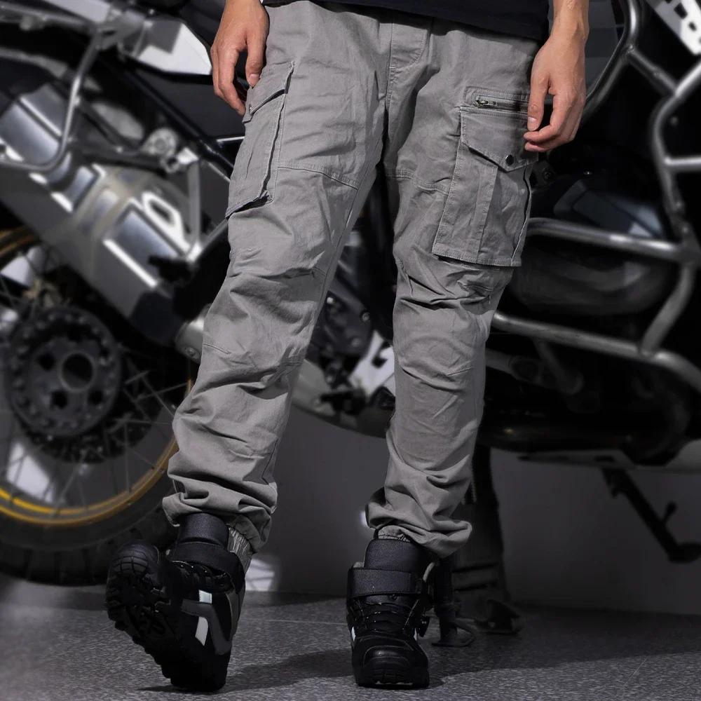 

Men Pants Motorcycle Riding Trousers Summer Fall-Resistant Off-Road Big Pocket Jeans Breathable Black Durable Protective Gear