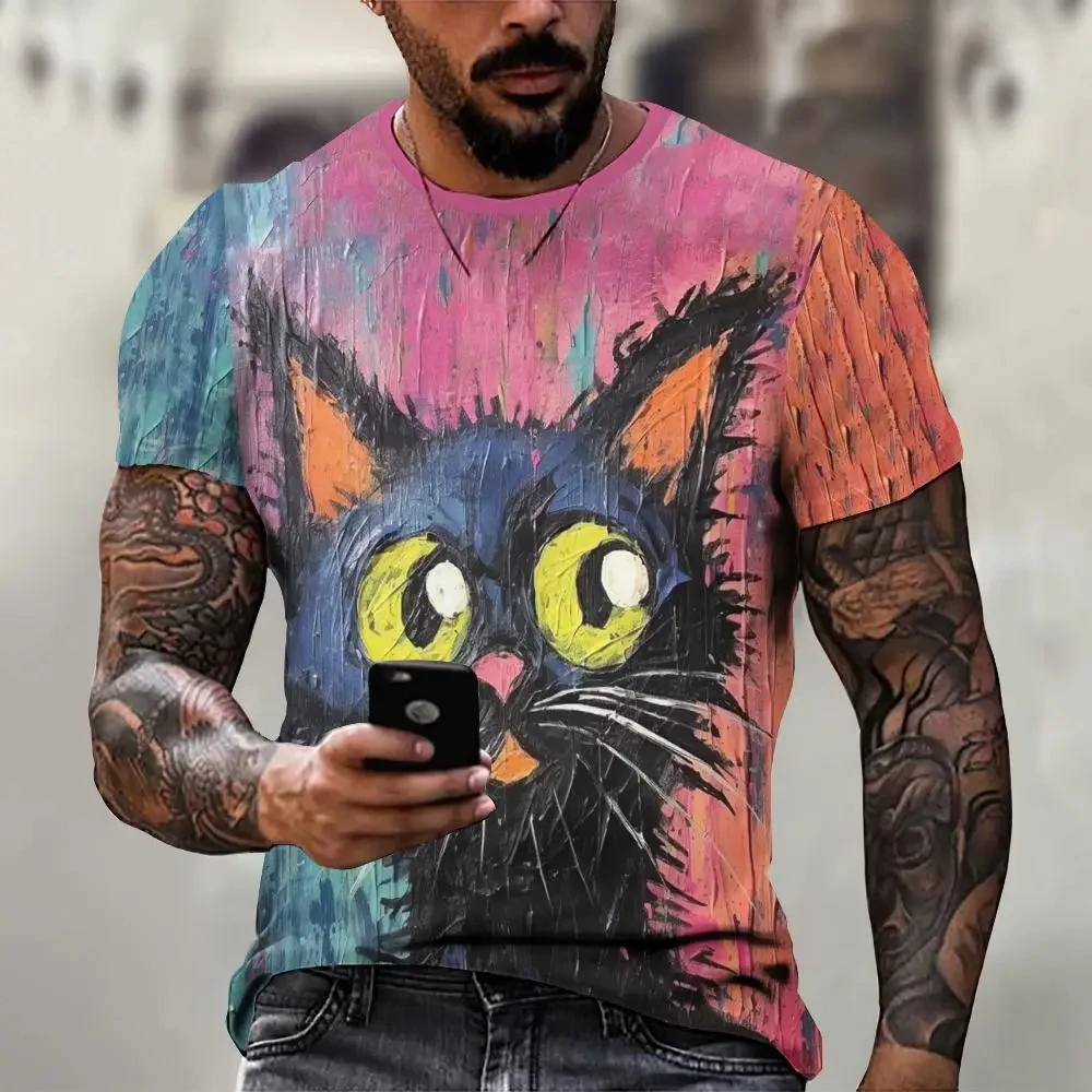 

Fashion 3D Animal Print T Shirt For Men Casual O-neck Short Sleeve Tees Summer Street Oversized Clothing Hip Hop Trend Loose Top