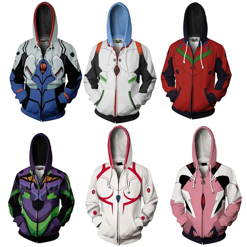 Anime EVA Ayanami Rei Asuka Langley Ikari Shinji 3D Coat hoodie Cosplay Costumes Unisex Clothing Halloween Sweater