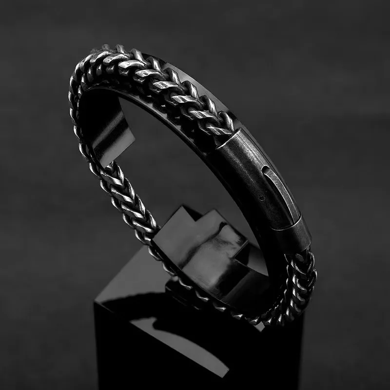 Vintage Link Chain Men Bracelet Punk Rock Stainless Steel Motorcycle Bracelets Male Handmade Jewelry Accessories Gifts