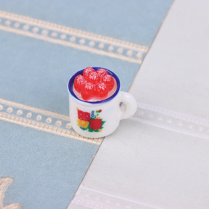 

5pcs Dollhouse Miniature Food Play Scene Decoration Mini Cup Cake Enamel Basin Doll Accessories Toy