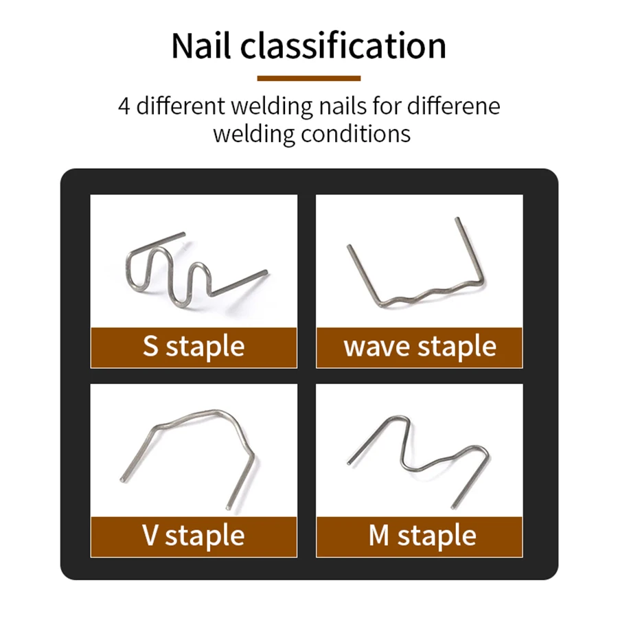 Pistola de reparo de para-choques 50W, equipamento de soldagem de plástico 220V com 4 tipos de unhas de soldagem para reparo de para-choques de carro