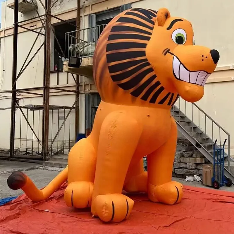 インフレータブルライオン、送風機付き動物型エアモデル、屋外広場やショッピングモールの大規模イベント装飾小道具