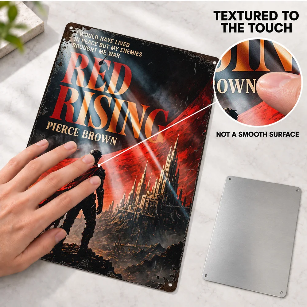 Red Rising Pierce Brown Book Textured Metal Poster Personalized Aluminum Sign Graphic Wall Art For Study, Literature Lover Gift