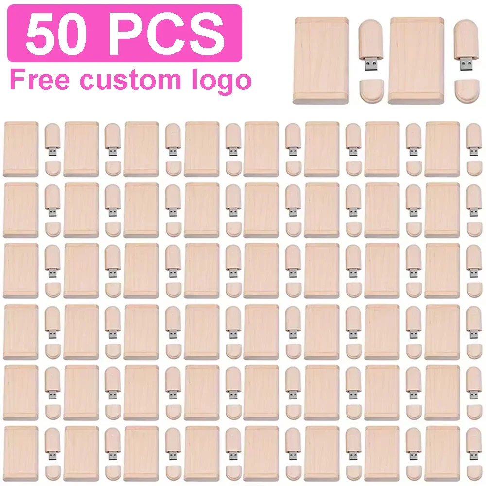 50 шт., бесплатный логотип, оптовая продажа, деревянный высокоскоростной USB-накопитель, 128 ГБ, 64 ГБ, USB-накопитель, 32 ГБ, для свадебной фотографии, подарков