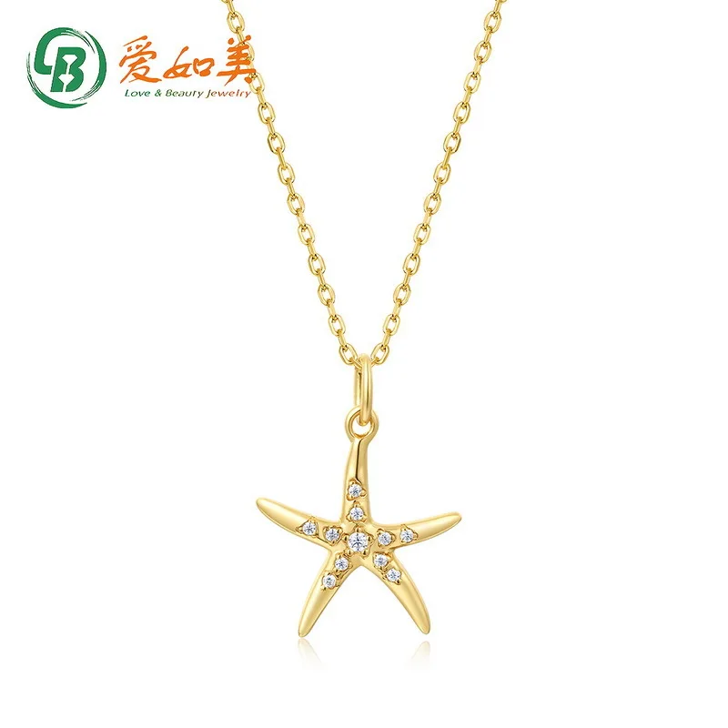 

Japanese Luxury Starfish 18K Gold PT950 Platinum Silver Plated7-layer Gold Pendant for Women's Ocean Vacation Series Starpendant