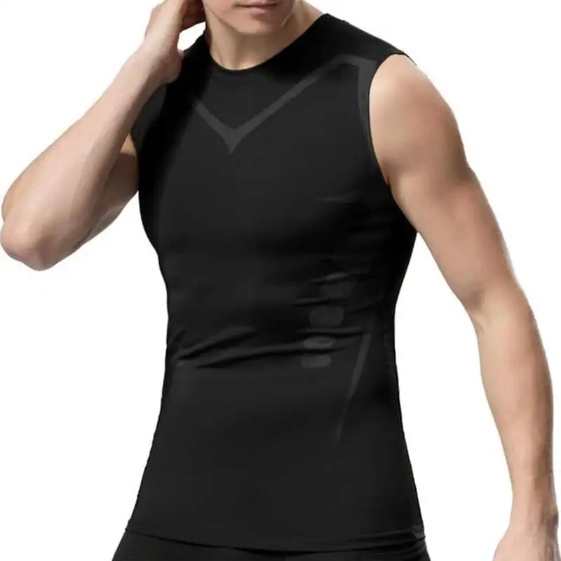 Ionische Vormgevingsvest Bodyshaper Vest Compressietank Top Mannen Afslankende Buik Vest Huidvriendelijke Buik Controle Mouwloze Shirts