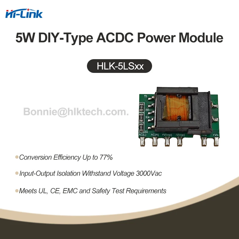 

Hi-Link 5W 5LS05 5LS12 5LS24 220V Input to 5V/9V/12V/15V/24V SMD Single-Output Regulated AC/DC Isolated Power Module