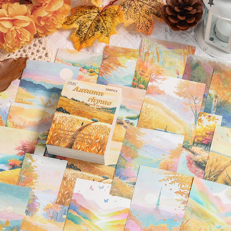 200 pcs Four Seasons Landscape material paper Decor Diary Album Scrapbooking material Background paper junk journal supplies