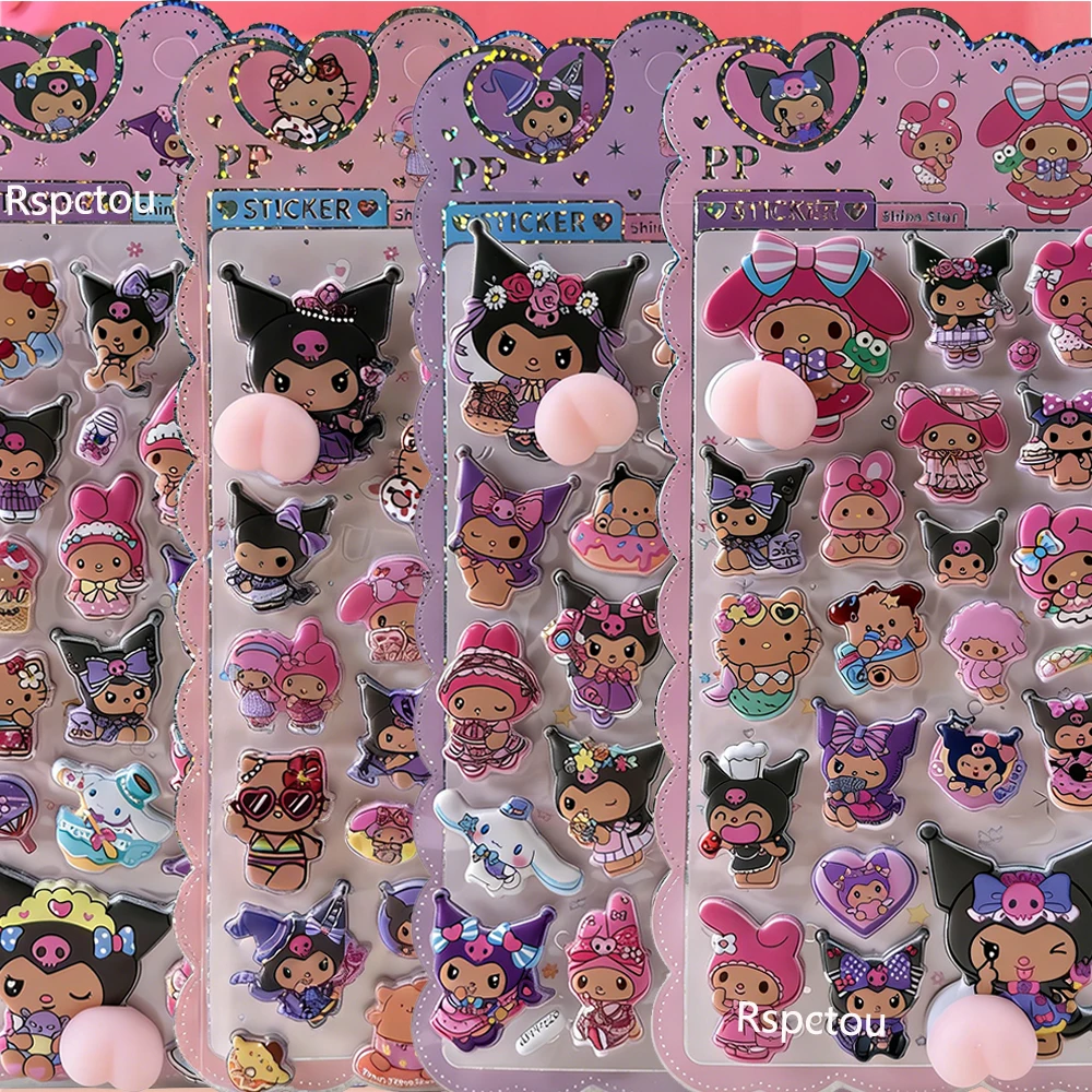 귀여운 부드러운 엉덩이 모양 스티커 검은 피부 색상 산리오 디컴프레션 3D 버블 데칼 휴대폰 케이스 장식 스티커 선물