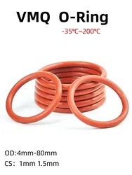 10/50Pcs VMQ Food Grade Red Silicone O-Ring OD4mm-80mm Thickness CS 1mm 1.5mm Ring Washer Gaskets Waterproof And Heat-Resistant