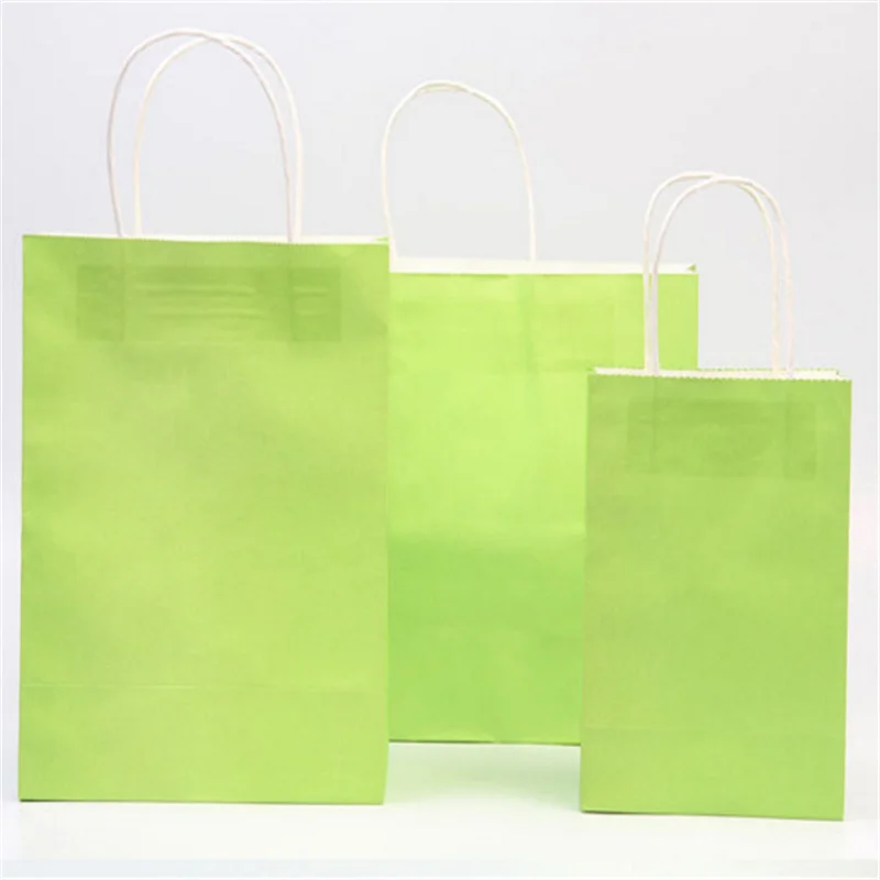 20 pcs Personalized Custom Color Kraft  Paper Bag with Handles Festival Wedding Gift Bag High Quality Shopping Bags Personali  l