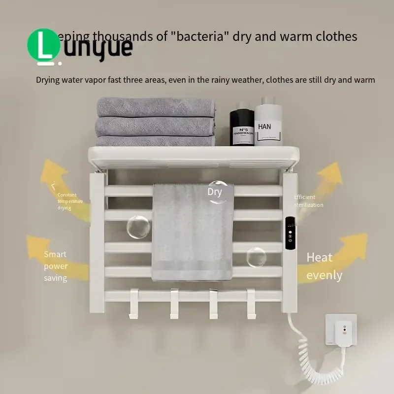 Smart Stainless Steel Heated Towel Rail Double Bar Modern Design Bathroom Warmer Rack Electric Heating Dryer Home Decor