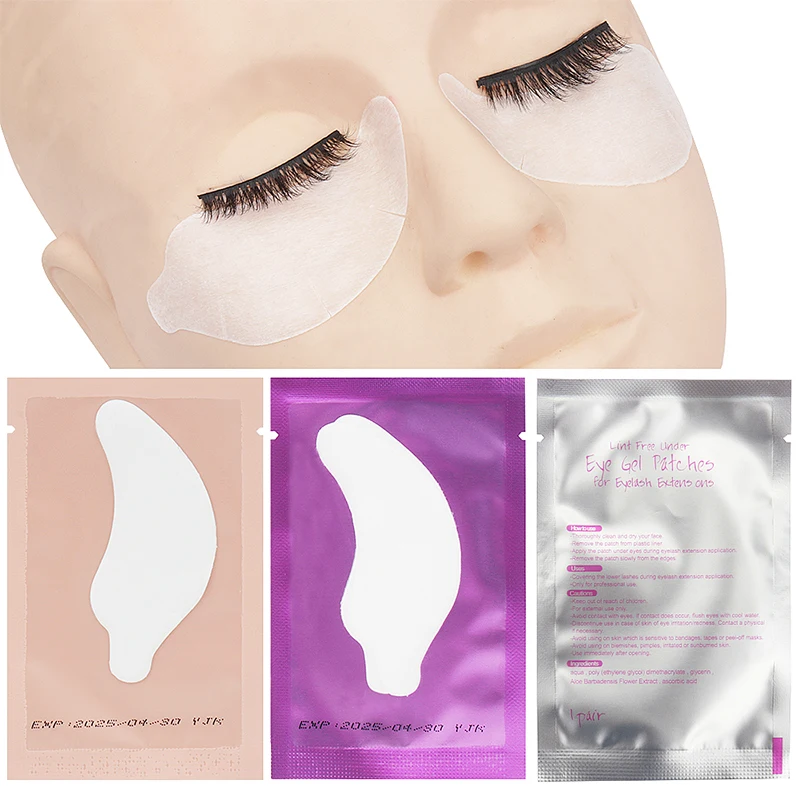 50 Pairs Eyelash Extension Banana Shaped Gel Paper Patches Grafting False Lashes Under Eye Pad Stickers Tips Makeup Tools