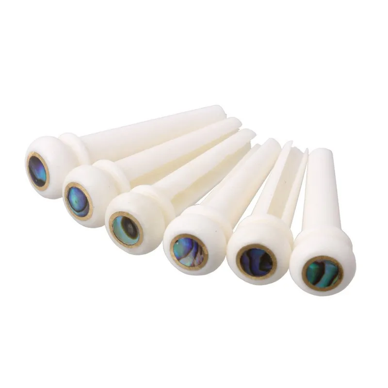 6 Teile/los Akustische Gitarre Brücke Knochen Ebenholz Palisander Pins Mit Abalone Dot Gitarre String Nägel Pin Ende Gitarre Teile Zubehör – Detail 1