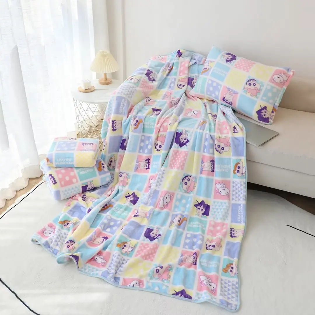 Cute Japanese Style Anime Flannel Blanket Cartoon Office Nap Blanket Comfortable Single Size Blanket Autumn Winter Xmas Gifts