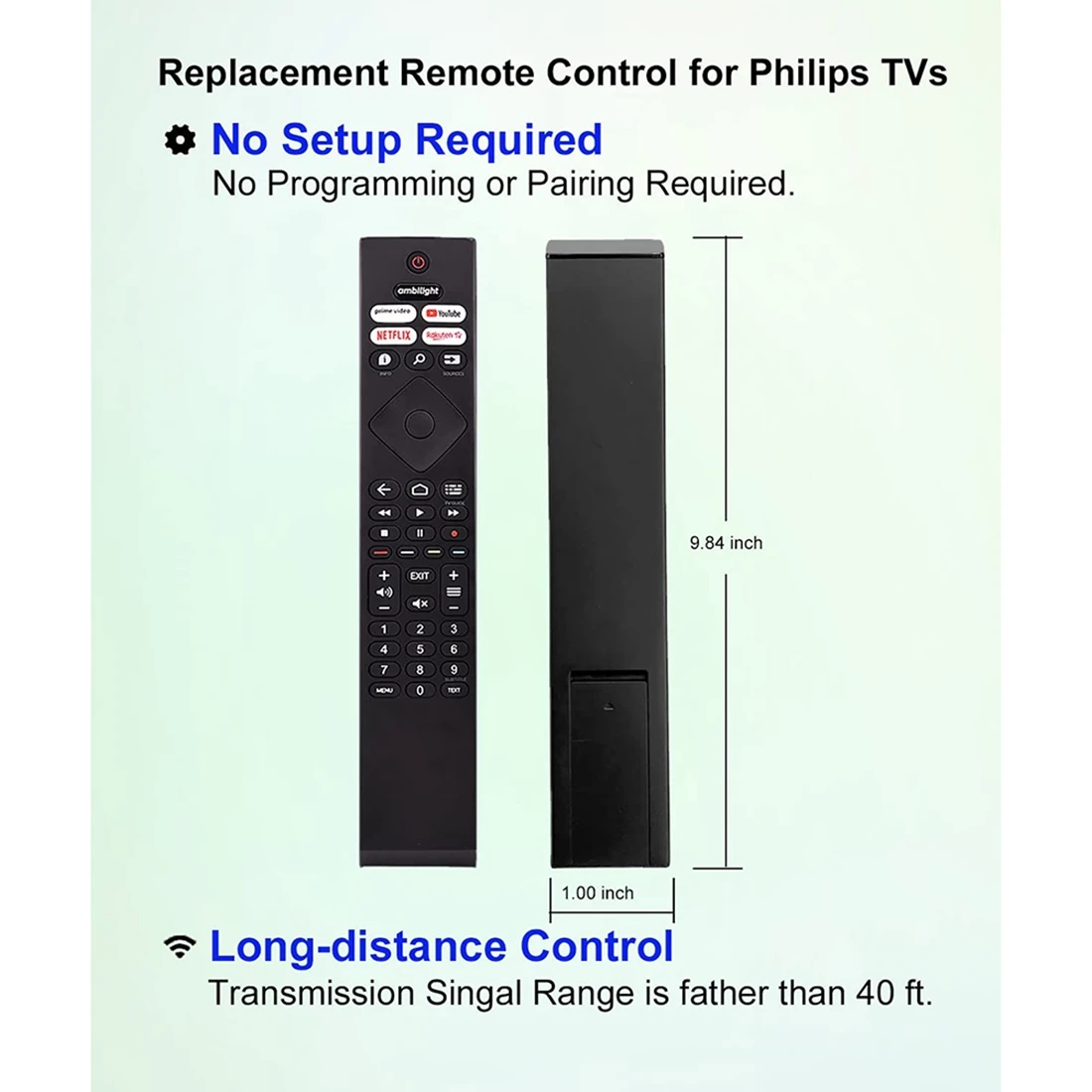 Replacement Remote Control for Philips Ambilight 4K Ultra HDR OLED Android Smart TV 398GR10BEPHN0041BC BRC0984501/01