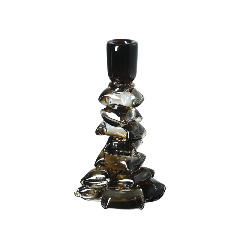 Abstract art stacked candlestick glass ornament villa hotel decorative cabinet high sense