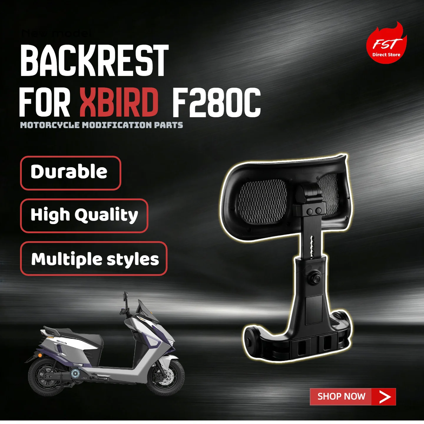 For XBIRD F280C Motorcycle Retractable Folding Multi‑Functional Waist Support Backrest, Modified Spoiler Accessories