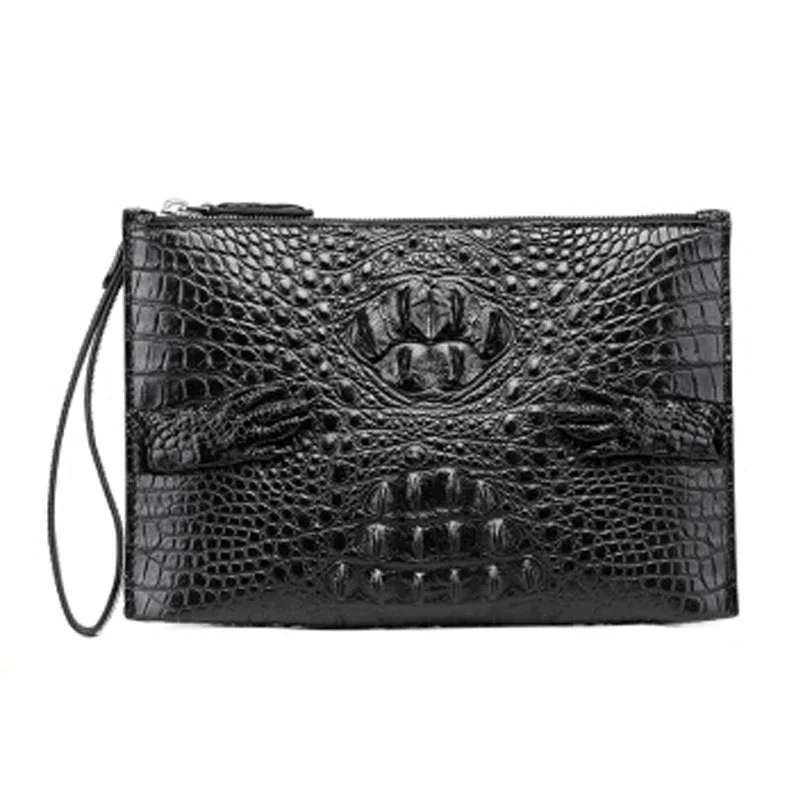 

VVBrown crocodile men clutch bag male business Hand caught large capacity long men wallet multi-function envelope bag