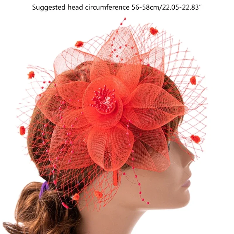 Women Exquisite French Fascinator Pillbox Hat with Veil for Wedding Cocktail Tea Party Headwear Adults Hair Accessories