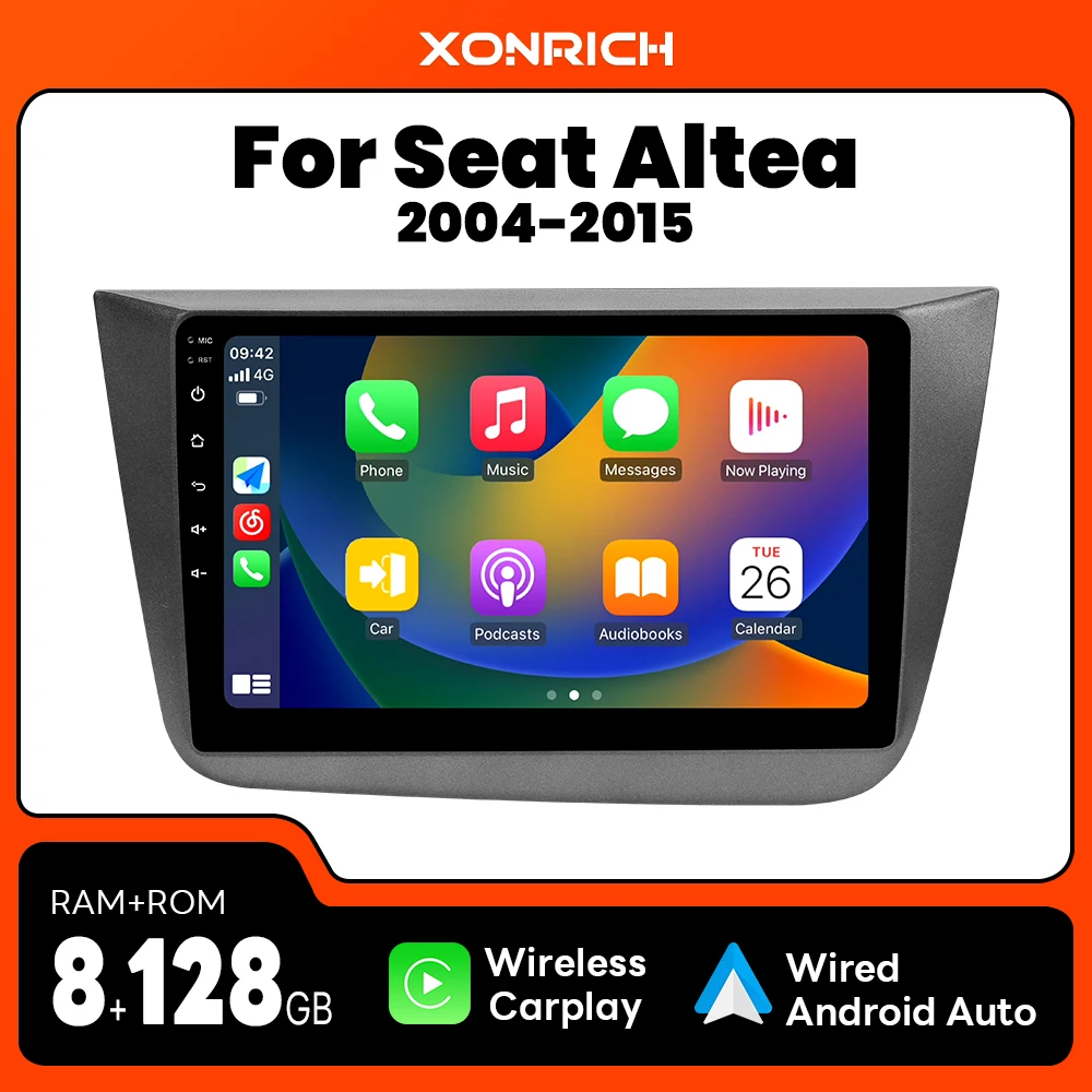 8GB+128G AI Voice Wireless CarPlay Android Auto Car Radio For Seat Altea 2004-2015 4G Wifi Multimedia GPS 2Din Autoradio DSP