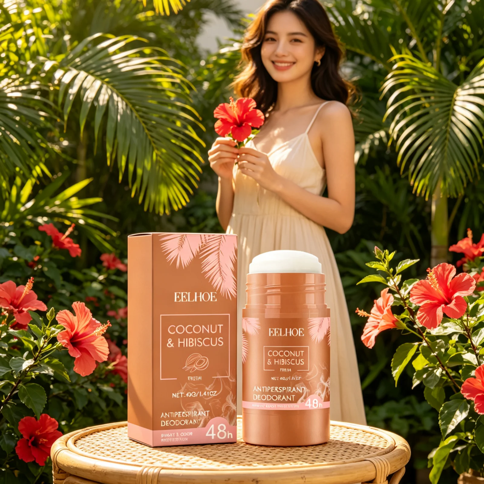 EELHOE Antiperspirant Deodorant Hibiscus Fragrance Reduce Sweat Neutralize Odors Refreshing Non Greasy Antiperspirant Stick 40g