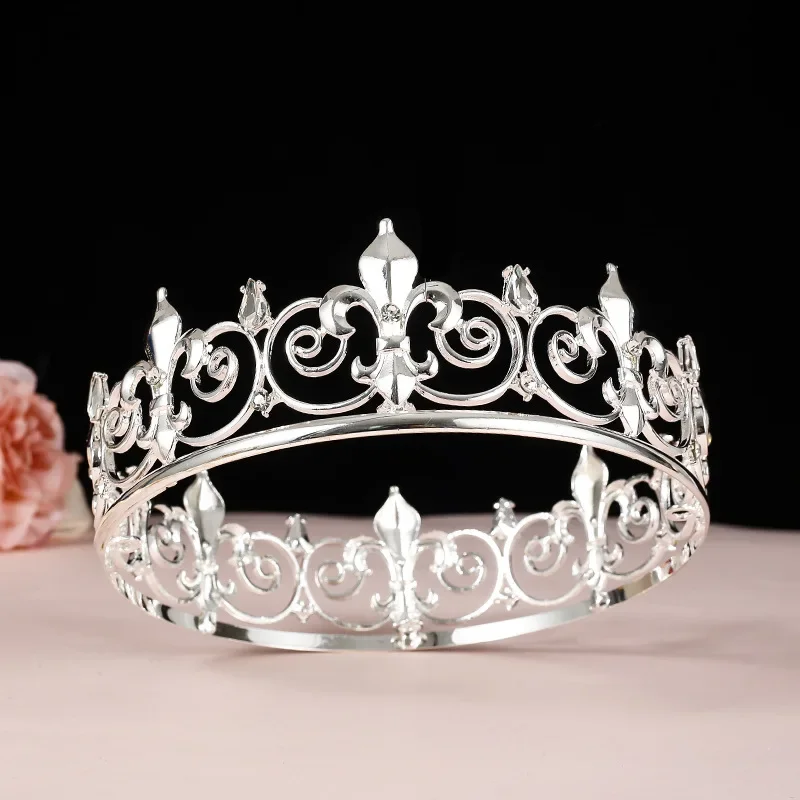 Herren Königskrone Tiara Geburtstag Braut Abschlussball Accessoires Metall Prinzenkronen Diademe Vollrunde Party-Accessoires – Detail 2