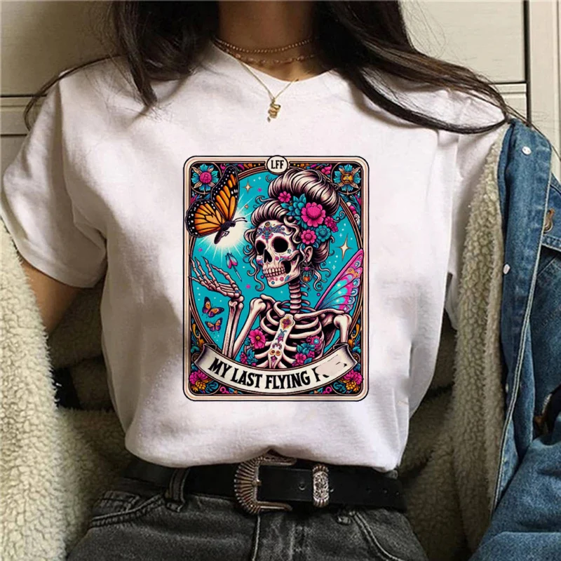 Femme Tops Funny Kawaii Tops Tees Ladies Tshirt The Tarot Card Women T-shirt Cartoon The Magician Black T shirt