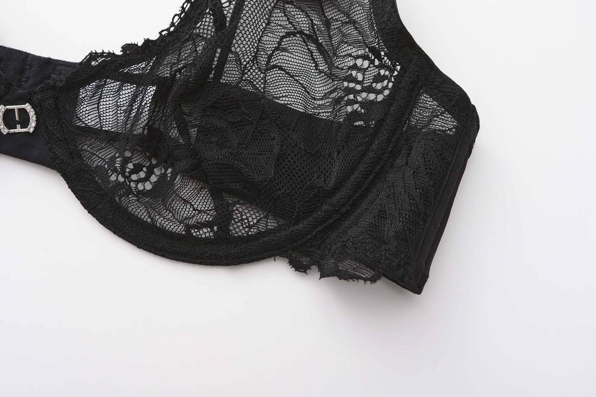 Women's Sexy Lace Push Up Plus Size Bra Sheer Balconette Underwire Unlined