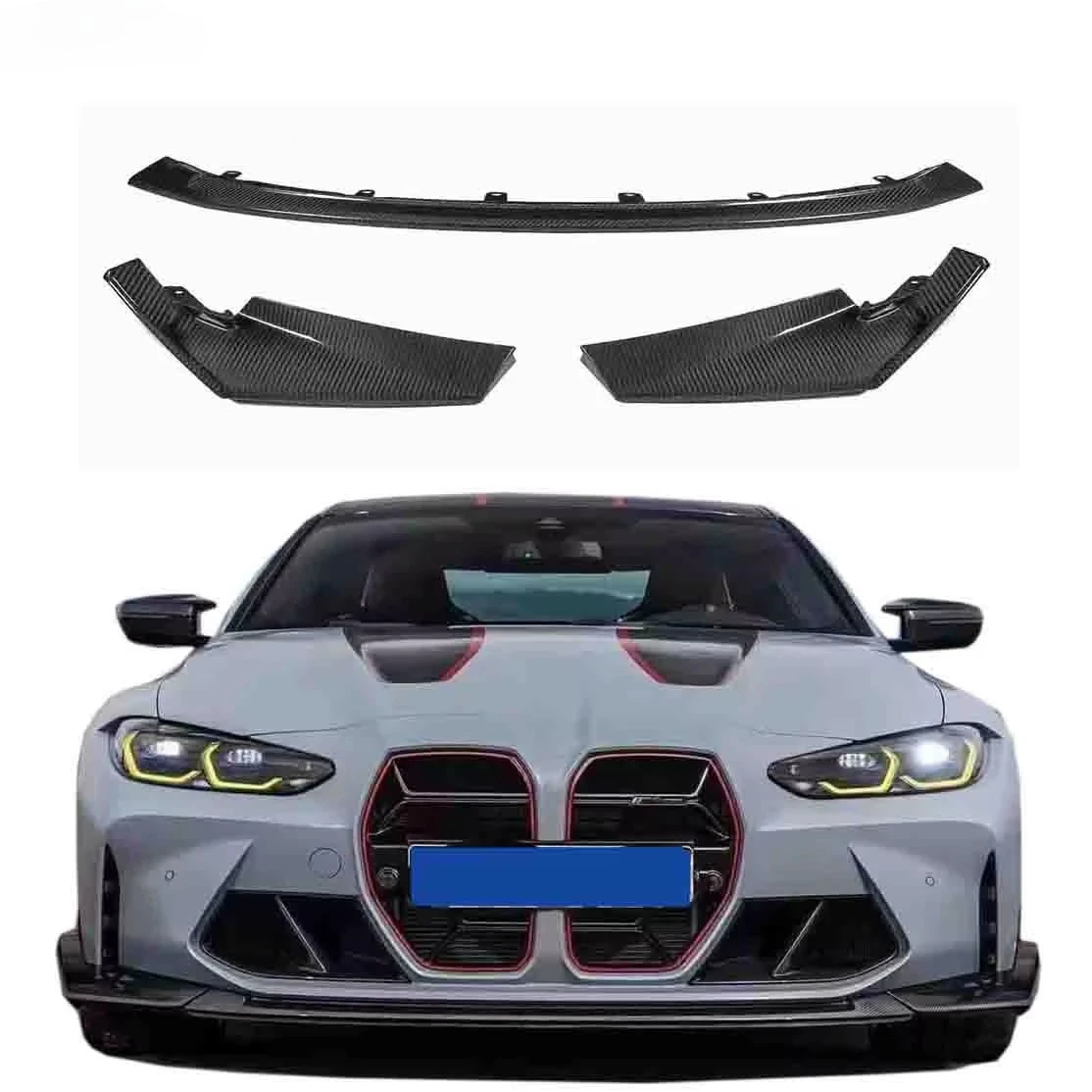 

For BMW G80 G82 M3 M4 3Pcs Dry Carbon Fiber Front Bumper Lip Front Carbon Lip CSL Style Body Kit 2021+