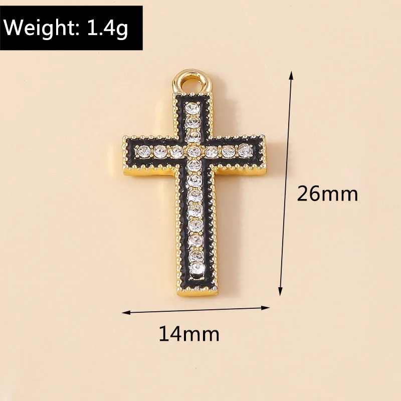 10pcs Exquisite Crystal Crucifix Juses Cross Charms for Earrings Bracelet Necklace Pendants DIY Jewelry Making Accessories