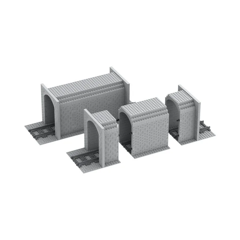 Kleine Bouwstenen Trein Scène Onderwijs Verhogende Rail/Verkeer Licht/Track/Spoorweg Tunnel Grot Onderdelen voor Montage Bricks speelgoed