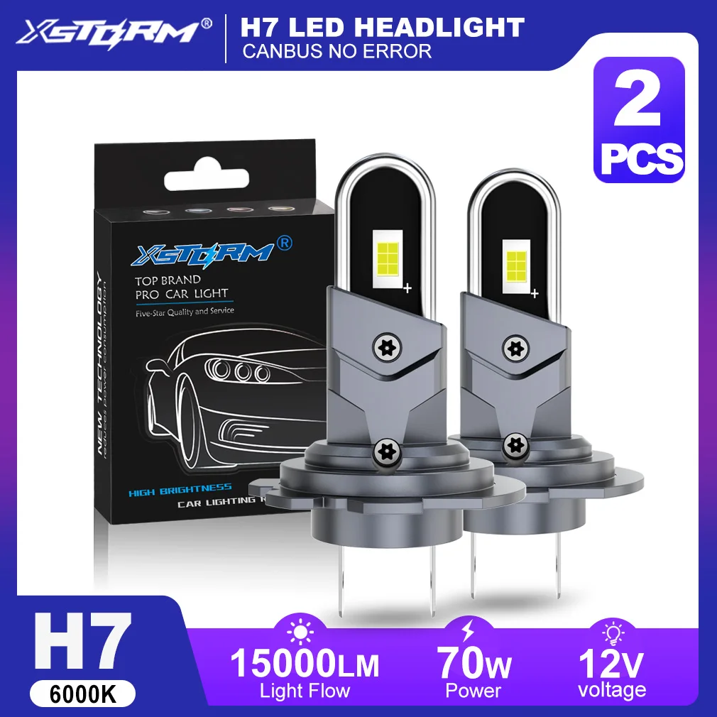 XSTORM H4 LED Headlight Canbus H7 H11 9005 9006 LED Light Bulbs With Fan Turbo Lamps U-Shaped Copper Car Headlight 6000k 12V
