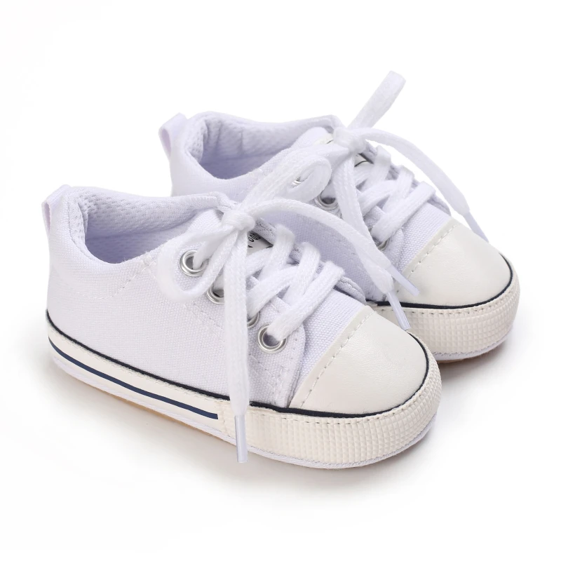

Fashionable Baby Shoes for Men & Women Newborn Rubber Soled Non-Slip Sports Lace-Up Canvas Casual First Step Footwear
