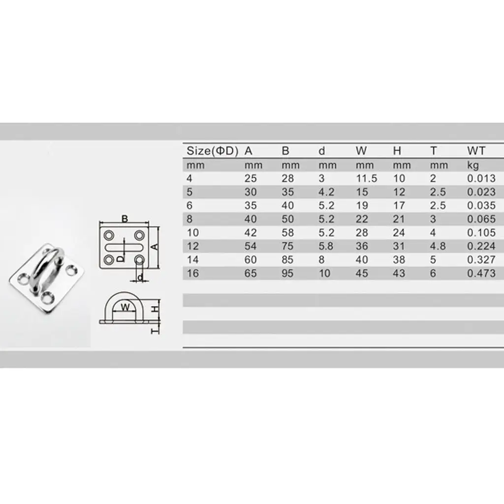 

Square Eye Plate Stainless Steel Fitting Boat Rail Bracket Marine Hardware for Sunshade Sail Installation