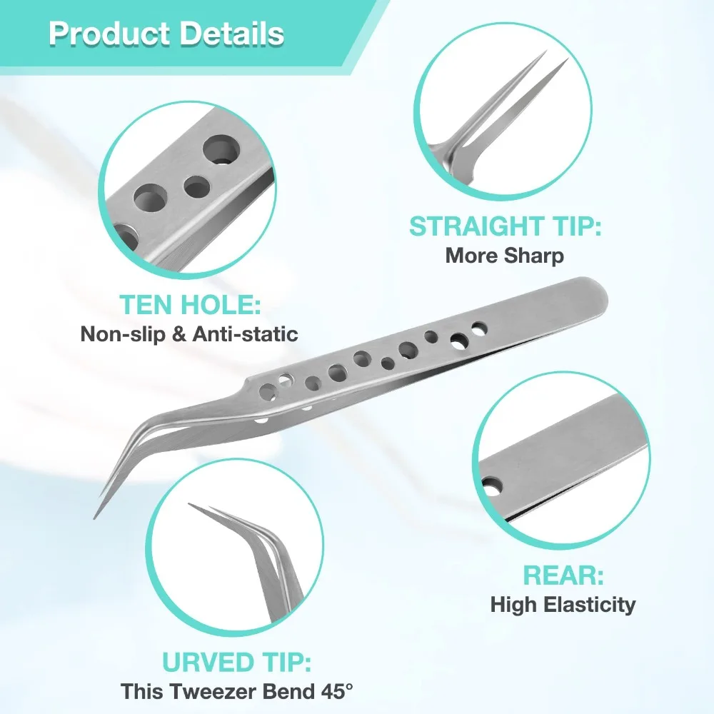 Precision Tweezers Set, Anti-Static Stainless Steel Tweezers Pointed,Industrial Tweezers Anti-static Stainless Steel Tweezers