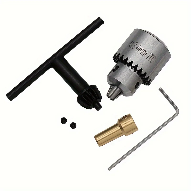 4-Piece Set Micro Motor Drill Chuck Keyed Steel Metal Key Control Wrench 0.3-4mm 3.17mm Hand Drill Shaft Adapter