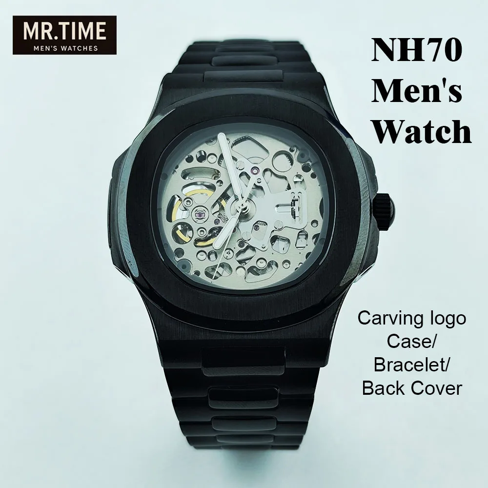 2026 New NH70 Watch Men's Watch Hollow out Watch Customized Logo Stainless Steel Automatic Watch NH70 Movement Watch