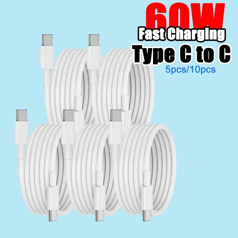 5pcs/10pcs PD 60W Type C to Type C Cable For IPhone 15 Fast Charging Cable For Samsung Xiaomi Huawei USB Type C Phone Data Cable
