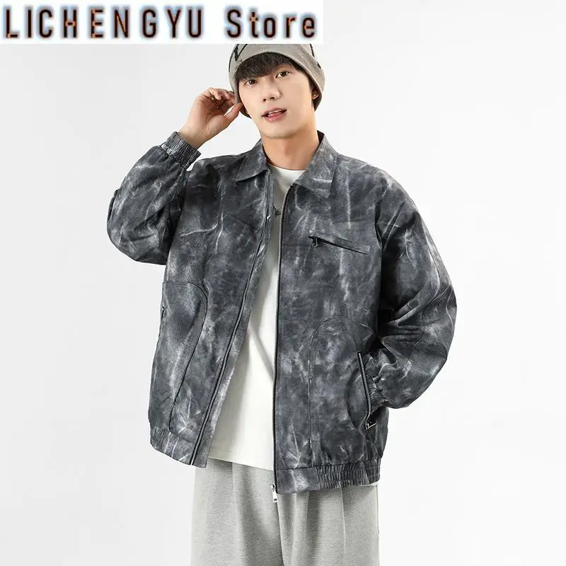 

Men's Tactic Leisure Camo Jacket Hong Kong Style Waterproof Windproof Coat Turndown Collar Windbreaker Outdoor Sports Streetwear