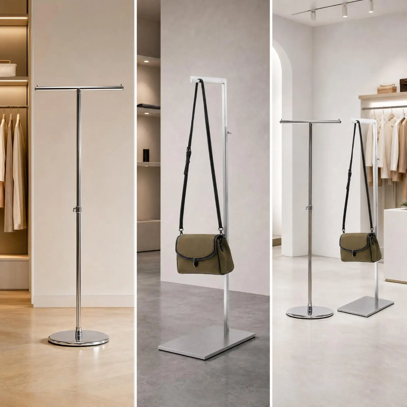 Stainless Steel Garment Display Rack Adjustable Height Clothes Hanger Stand Heavy Duty Storage Rack for Retail Boutique Home