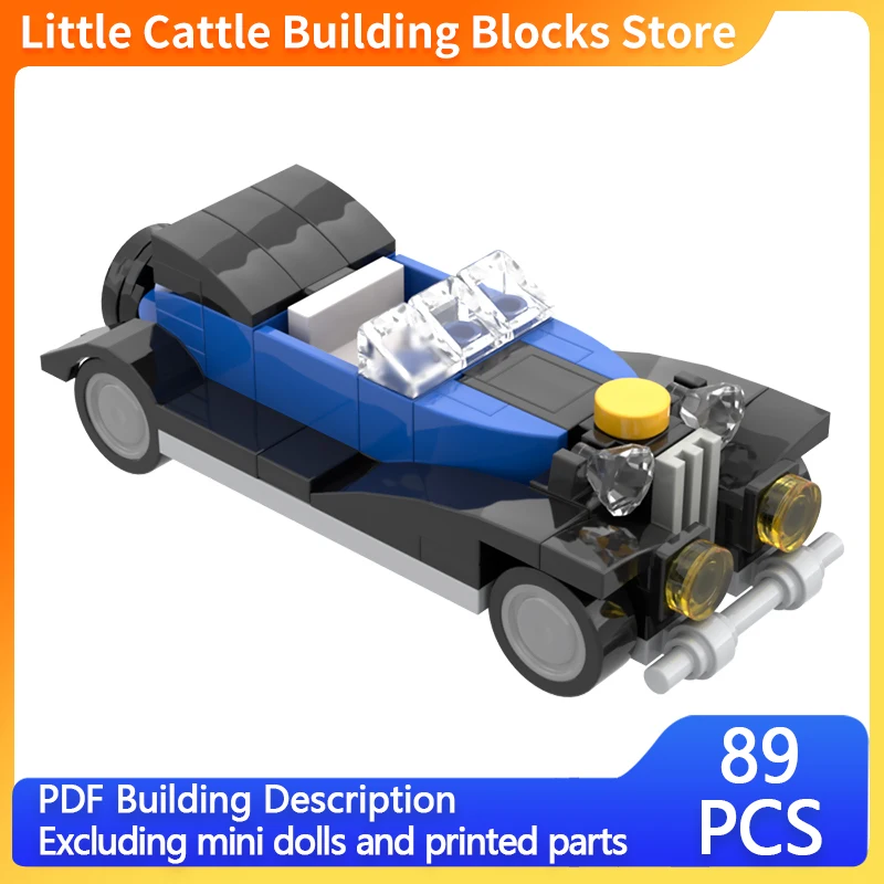 Speed Racing Car Model MOC Building Bricks Blue 30s Roadster Modular Technology Children Holiday Gifts Assemble Toys Suit