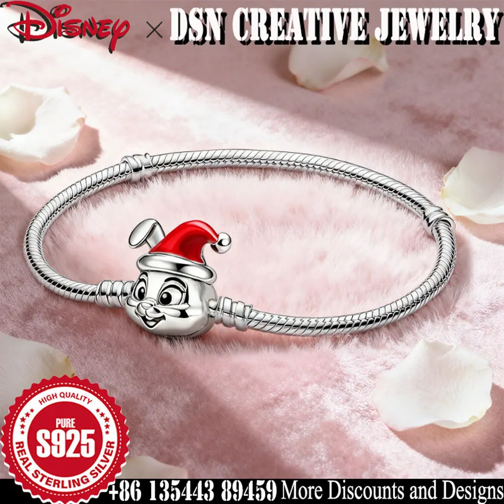 

DSN jewelry Disney Rabbit Police clasp Bracelet 925 Silver cartoon Snake Chain Bracelet Women luxury Jewelry Christmas Gift